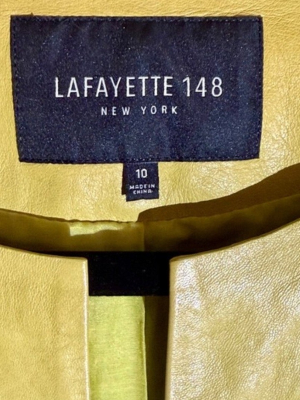 Lafayette 148 New York Bright Yellow Leather Zip Jacket - Picture 3 of 7